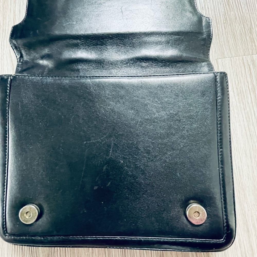 CARTIER BLACK LEATHER VINTAGE TOTE BAG GOLD TONE HARDWARE - Picture 9 of 17